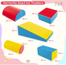 5-piece toddler foam climb and crawl playset, Red colour combination, Red individual dimensions