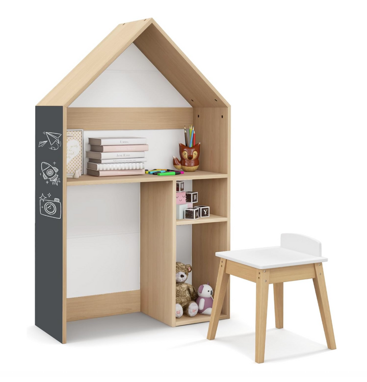 Rever Bebe Kids House-Shaped 2-in-1 Table and Chair Set