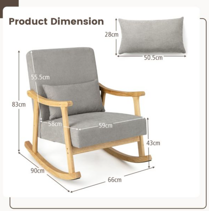 Nursery Rocking Accent Chair with Lumber Pillow and Padded Seat