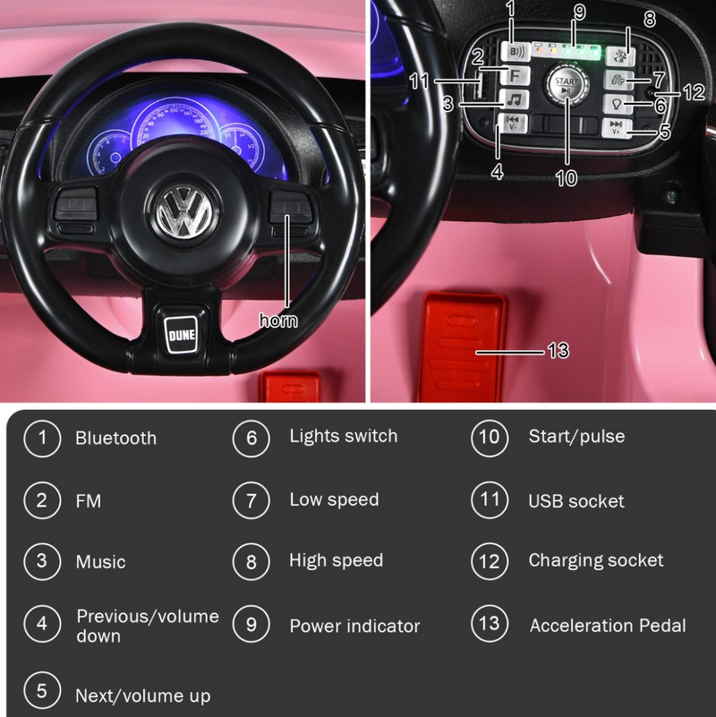 12V Volkswagen Beetle Kids Electric Ride On Car