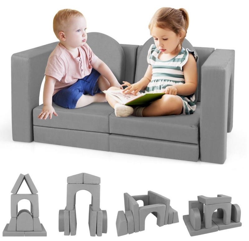 8-Piece Modular Kids Sofa Play Couch Climb Playset with Covers