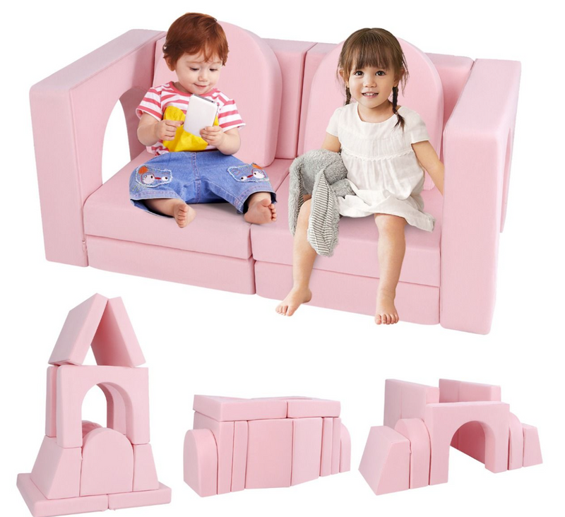 8-Piece Modular Kids Sofa Play Couch Climb Playset with Covers