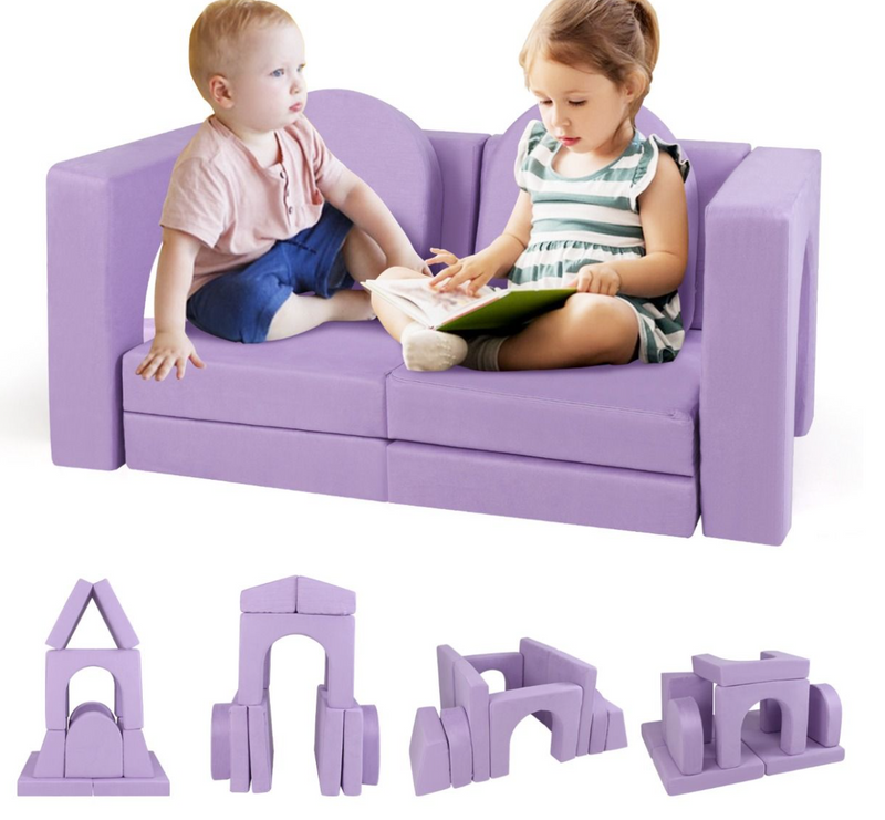 8-Piece Modular Kids Sofa Play Couch Climb Playset with Covers