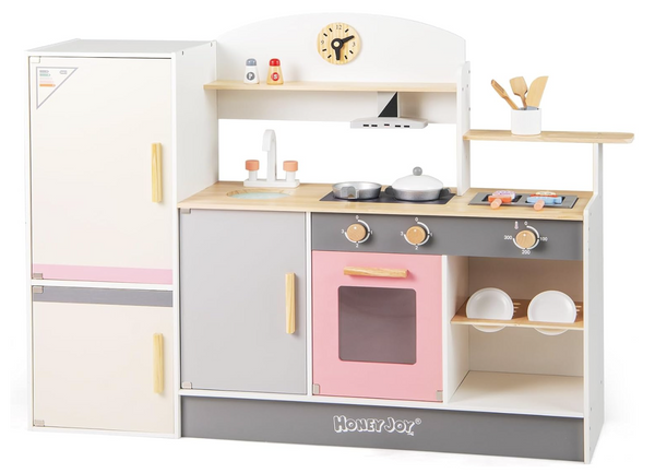 Little Chef Deluxe Play Kitchen Set with Range Hood and Mini Fridge