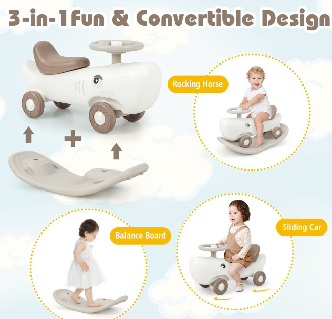 Convertible Rocking Horse and Sliding Car