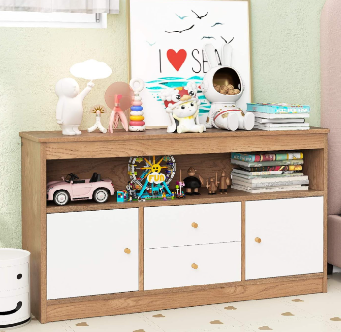 Kids Toy Storage Organizer with 2 Drawers and 2 Closed Cabinets