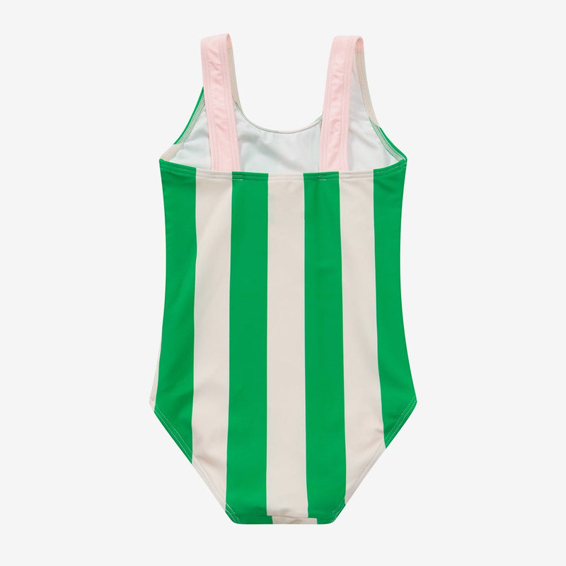 Color Block Stripe Poker Printed One-Piece Swimsuit