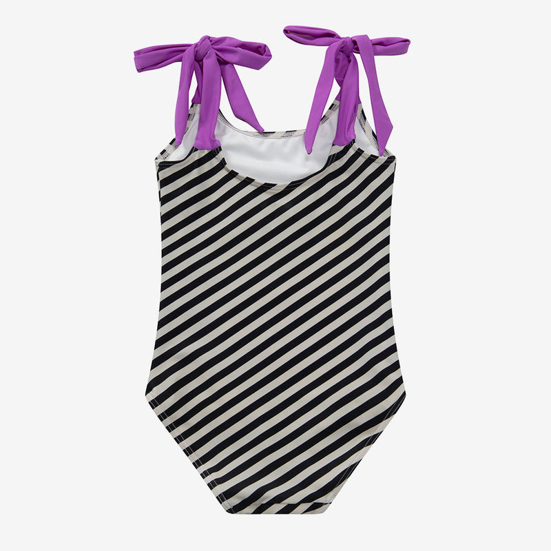 Strapped Black Stripe One-Piece Swimsuit