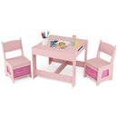 3-in-1 Kids Activity Table and Two Chairs with Storage – Pink table and two chairs