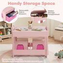 3-in-1 Kids Activity Table and Two Chairs with Storage – Pink table compartment and chair storage boxes