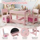 3-in-1 Kids Activity Table and Two Chairs with Storage – Pink chair and table details