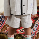 Embroidered Corduroy Shorts with Pockets