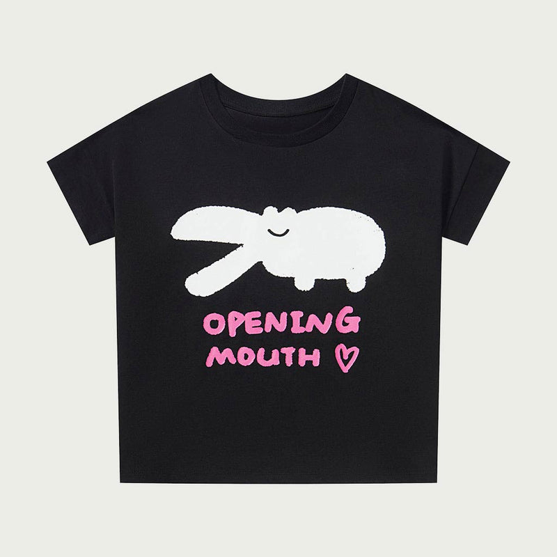 Cartoon Hippo Printed Short Sleeved T-shirt