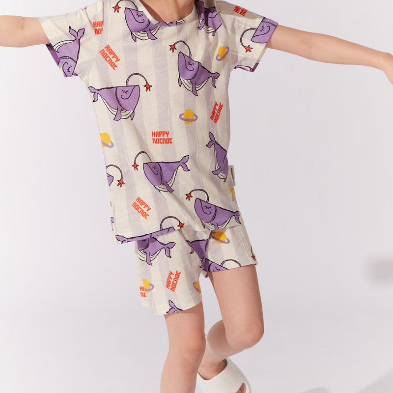 Printed Short Sleeved Pajamas Set