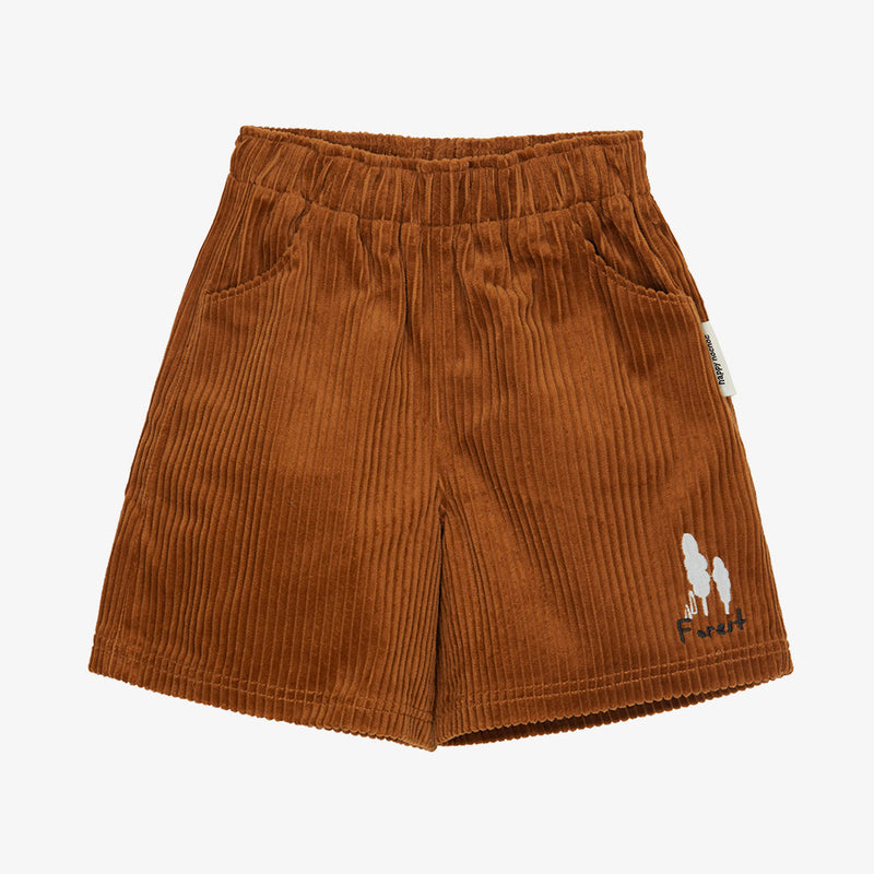 Embroidered Corduroy Shorts with Pockets