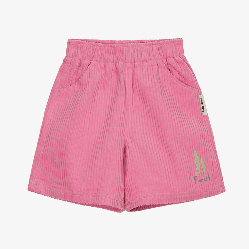 Embroidered Corduroy Shorts with Pockets