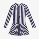 Women Striped Long Sleeved One-piece Swimwear