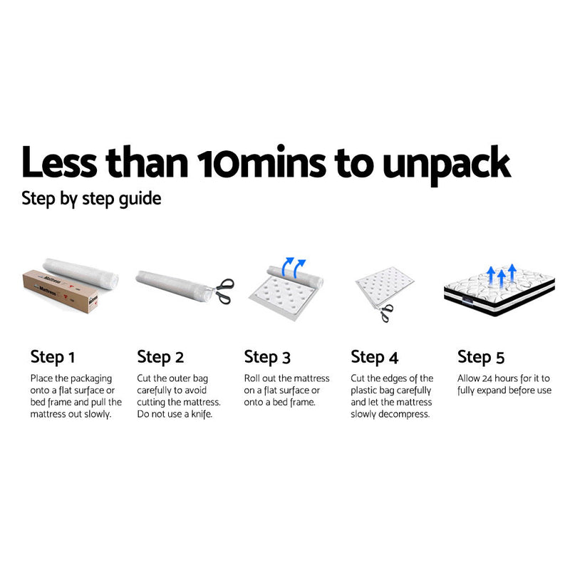 Giselle Queen Mattress Bed Size 7 Zone Pocket Spring Medium Firm Foam 30cm