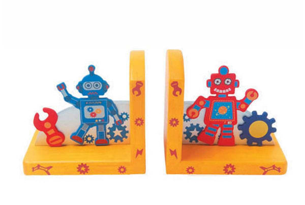 WOODEN ROBOT BOOKEND