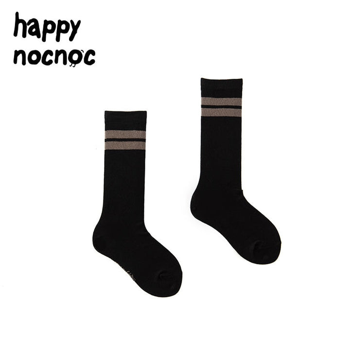 Girl & Boy Cotton Black Casual Solid Mid Tube Socks