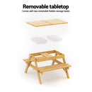 Keezi Kids Outdoor Table and Chairs Picnic Bench Set Umbrella Water Sand Pit Box