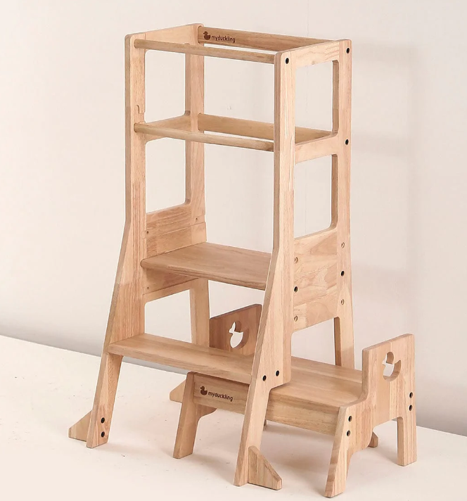 My Duckling JALA Deluxe Solid Wood Adjustable Learning Tower - Duck Stool Handle