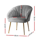 Artiss Armchair Lounge Chair Armchairs Accent Chairs Grey Velvet Sofa Couch