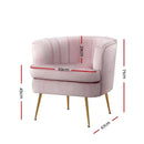 Artiss Armchair Lounge Chair Accent Armchairs Sofa Chairs Velvet Pink Couch