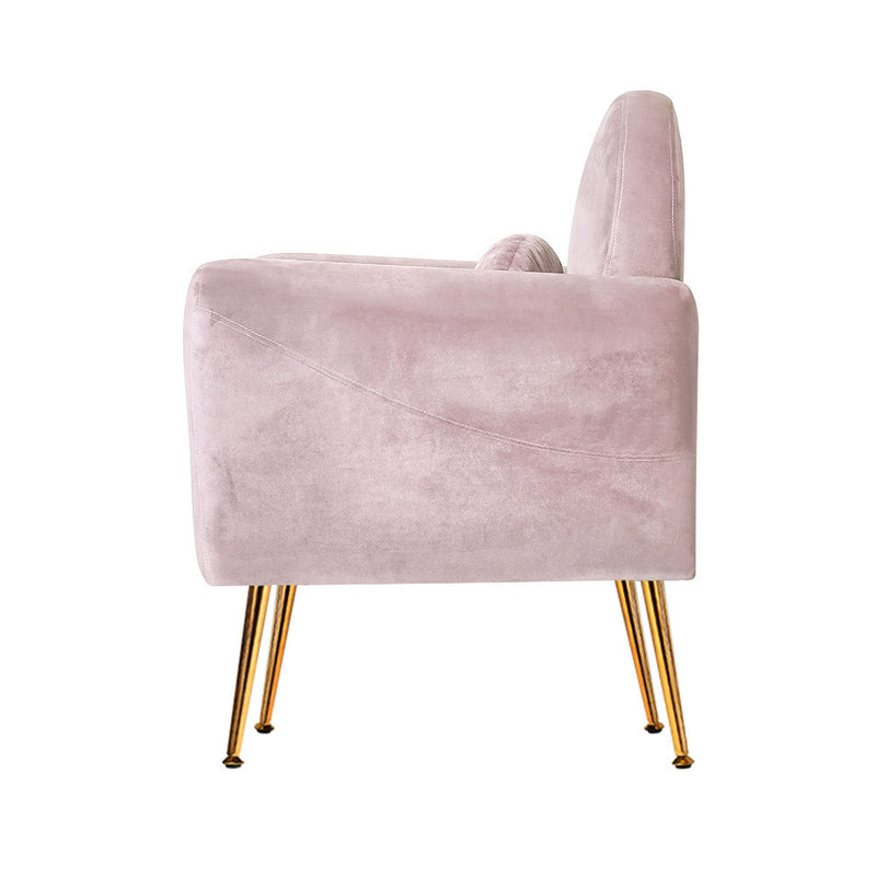 Artiss Armchair Lounge Chair Accent Armchairs Chairs Sofa Pink Velvet Cushion