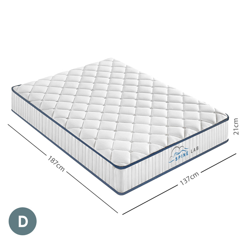 Spine-Lab Mattress 5 Zone 21cm Medium Firm Foam Bonnell Spring - Double - White