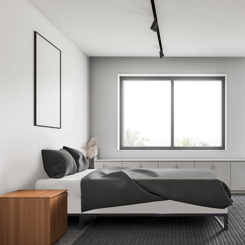 Milano Decor Florence Metal Bed Frame Mattress Base Platform Modern Black - Double - Black