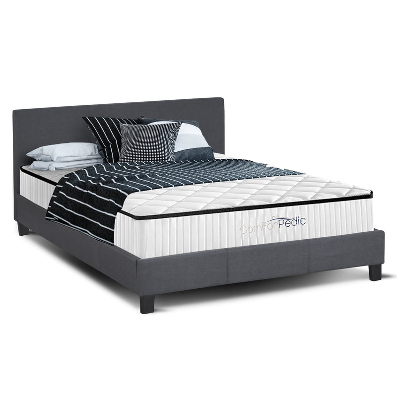 Azure Wood Bed Frame With Comforpedic Mattress Package Deal Bedroom Set - Double - White  Brown