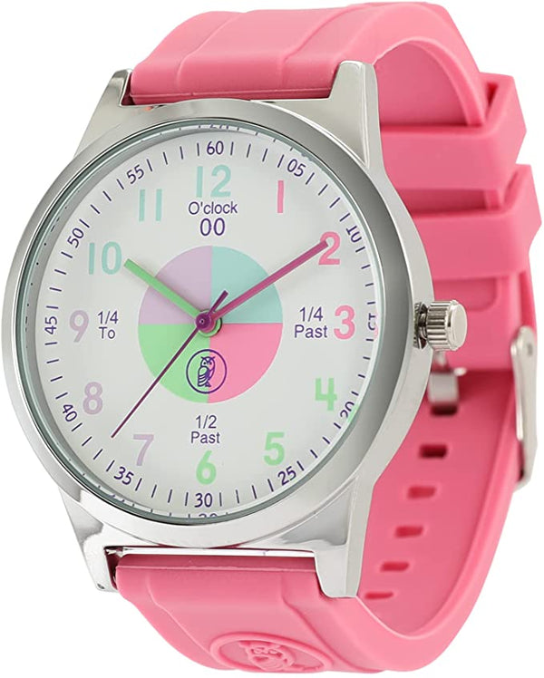 Analog Watches for Kids Telling Time Teaching Tool (Great for Boys and Girls Ages 5-15) - Rose Pink