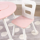 Round Table and 2 Chair Set for children (White and Pink)