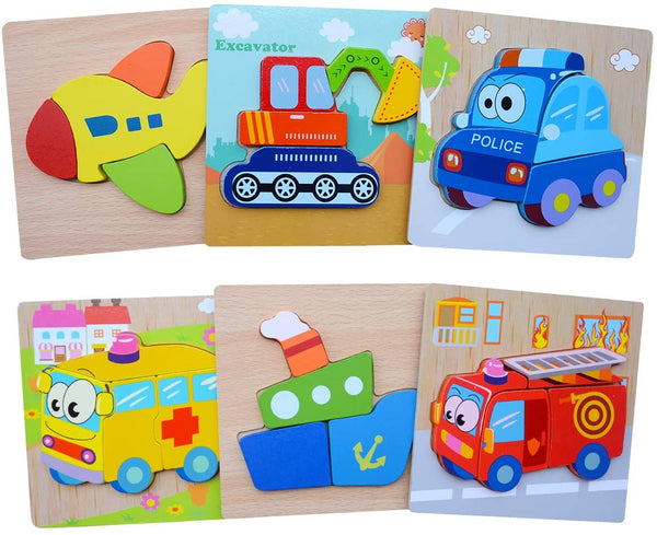 6 Pack Wooden Jigsaw Puzzle for Toddlers Kids 3 to 5 Years Old Educational Preschool Toys