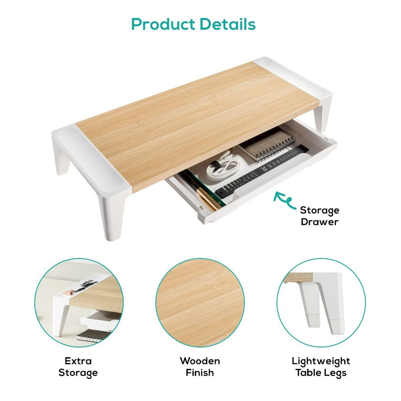 activiva Ergolife Monitor Stand Riser with Storage Drawer