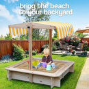 ROVO KIDS Sandpit Toy Box Canopy Wooden Outdoor Sand Pit Children Play Cover