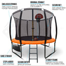 Up-Shot 10ft Round Trampoline Basketball Set Safety Net Spring Pad Ladder