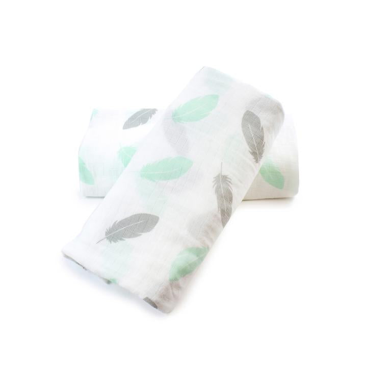 Bubba Blue Feathers Organic Cotton Muslin Wrap 2 Pack 104901