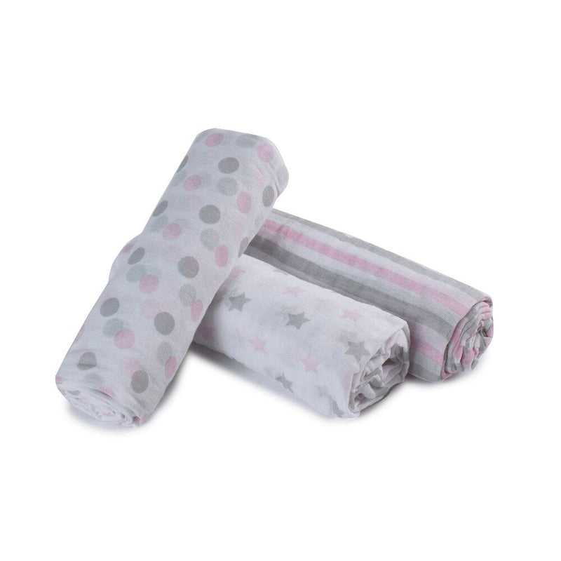 Bubba Blue Ee 3Pk Pink Muslin Wrap