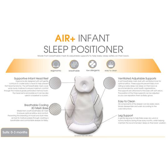 Bubba Blue Air+ Infant Sleep Positioner with Head Rest Grey 103126