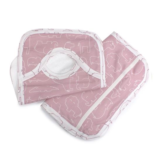 Bubba Blue Smokey Pink Safari Bamboo Bib & Burp Pad Set BB06707