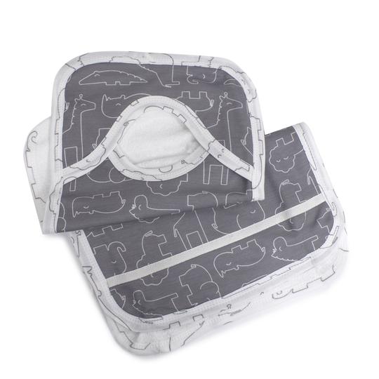 Bubba Blue Ash Grey Safari Bamboo Bib & Burp Pad Set BB06714