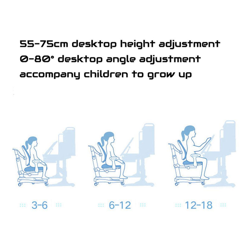 Height Adjustable Children Kids Ergonomic Study Desk Chair Set 120cm Pink AU