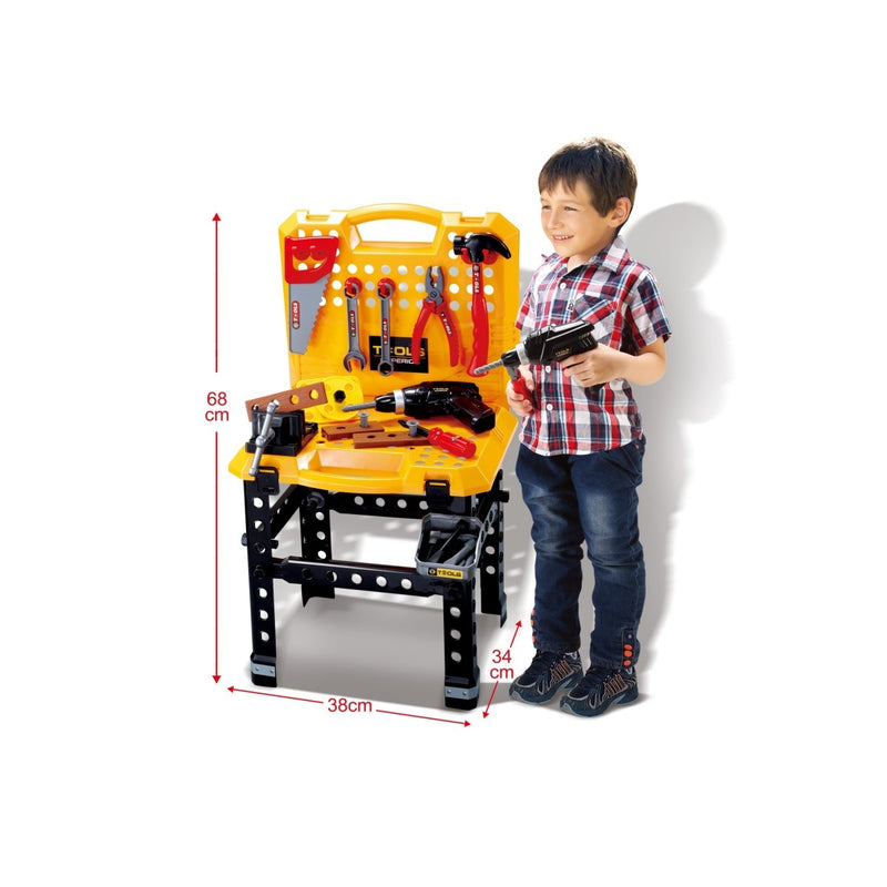 Toy Power Workbench, Kids Power Tool Bench Construction Set with Tools and Electric Drill