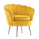 La Bella Shell Scallop Yellow Armchair Lounge Chair Accent Velvet
