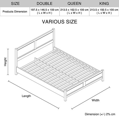 3 Pieces Bedroom Suite Natural Wood Like MDF Structure King Size Oak Colour Bed, Bedside Table