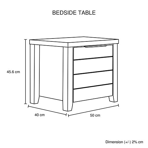 3 Pieces Bedroom Suite Natural Wood Like MDF Structure Queen Size White Ash Colour Bed, Bedside Table