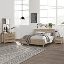 4 Pieces Bedroom Suite Natural Wood Like MDF Structure King Size Oak Colour Bed, Bedside Table & Dresser