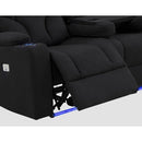 Electric Recliner Stylish Rhino Fabric Black 1 Seater Lounge Armchair with LED Features